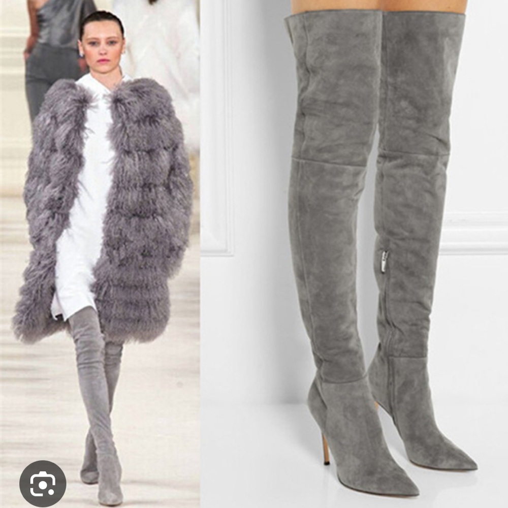 Grey Over The Knee Boots, Size 7.5